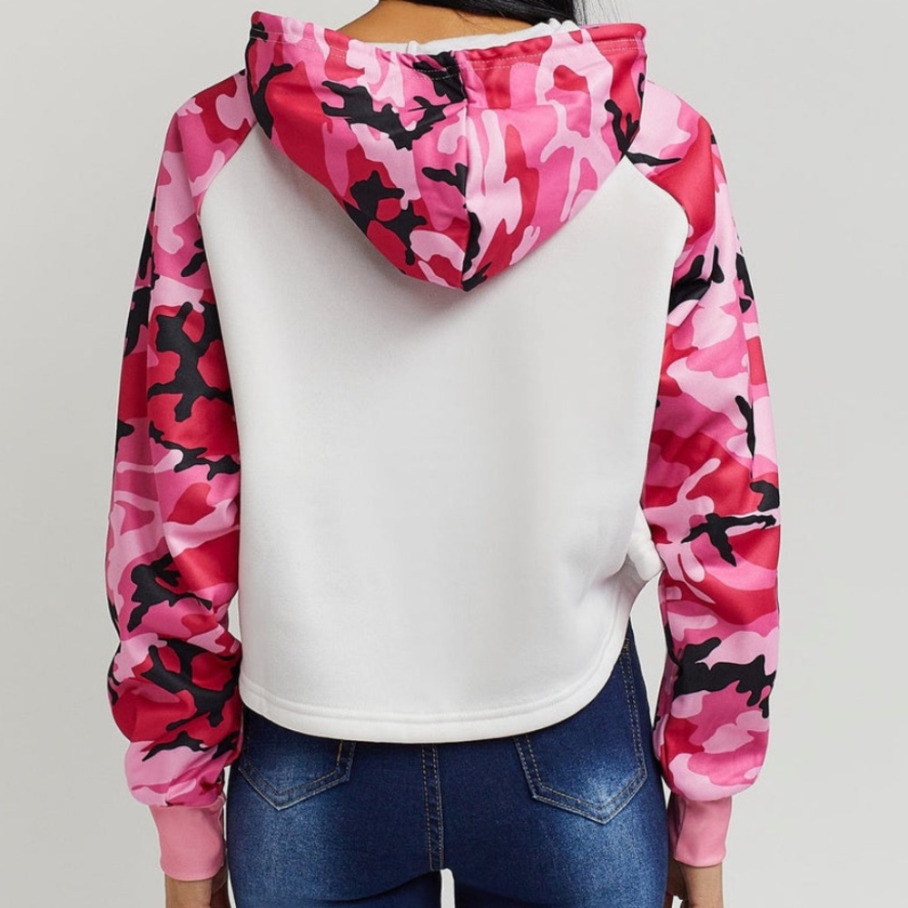 NWT Pink Camo Crop Hoodie - Size XL - Picture 3 of 7